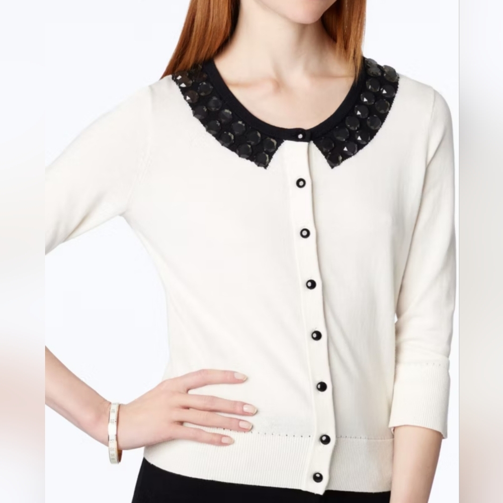 Kate Spade Cotton Silk Cashmere Blend  3/4 Sleeves Button Down‎ Cardigan Small